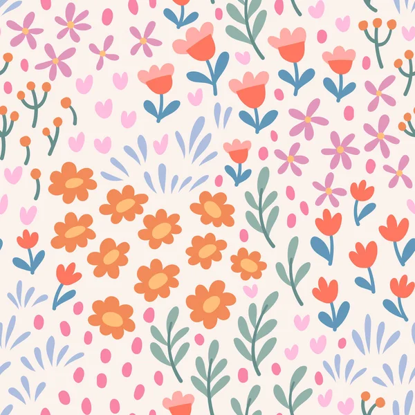Módní Květiny Bezešvé Vzor Malé Vektorové Květinové Pozadí Ilustrace Jarní — Stockový vektor
