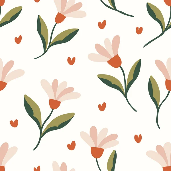 Fleurs Tendance Motif Sans Couture Petite Illustration Vectorielle Fond Floral — Image vectorielle