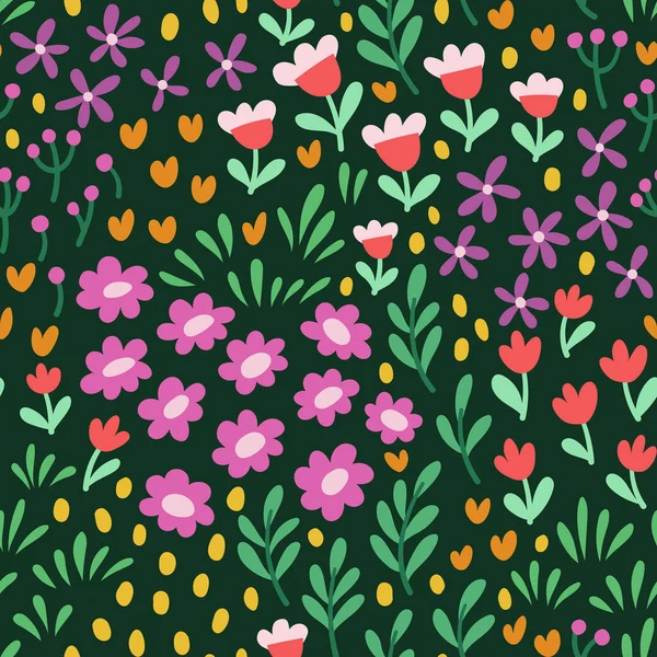 Модні Квіти Безшовний Візерунок Маленька Векторна Квіткова Фонова Ілюстрація Весняна — стоковий вектор