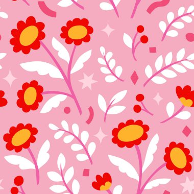 Moda çiçekleri pürüzsüz desen. Küçük vektör çiçekli arkaplan çizimi. Kumaş, moda baskısı ve duvar kağıdı için bahar çiçeği dokusu.
