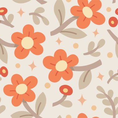 Basit çiçekli vektör deseni. Özgürlüğün kusursuz bir geçmişi var. Moda tekstili için moda renkleri çizimi.