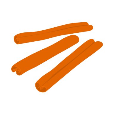 Aromatik baharatlı tarçın. Yemek pişirmek için. Kahverengi bitki beyaz arka planda izole edilmiş. Düz vektör illüstrasyonu