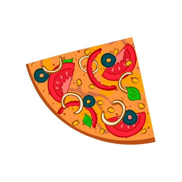 Pizza Apetitosa Con Tomate Aislado Sobre Fondo Blanco — Vector de stock