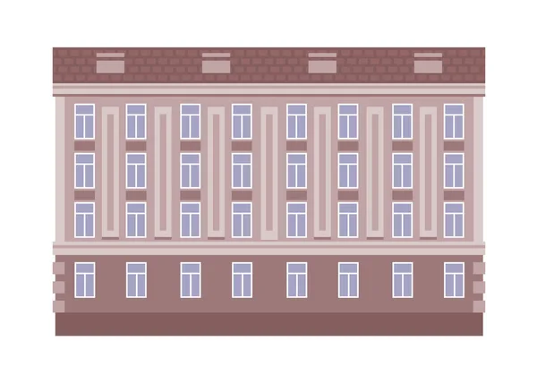 公寓大楼 城市复古风格 房子的正面 前视镜 欧洲风格 建筑设计模板 白色背景上孤立的平面矢量图解 — 图库矢量图片