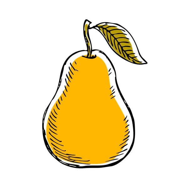 Uma Pêra Amarela Árvore Fruta Doce Deliciosa Sobremesa Natural Ingrediente —  Vetores de Stock