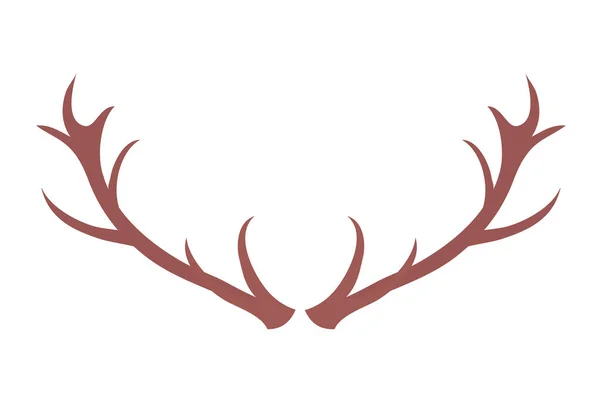 Red Deer Antlers Front View Animal Hunting Fauna Wildlife Flat — Stock Vector