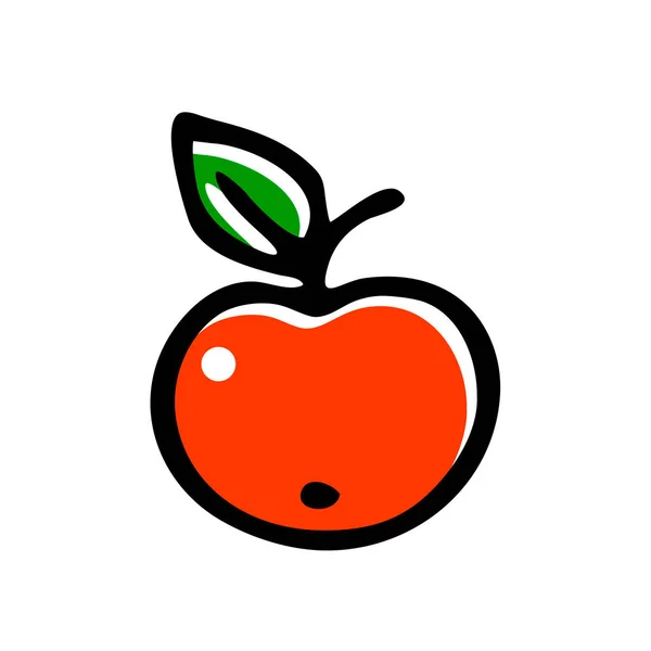 Red Apple Leaf Appetizing Fruit Healthy Diet Natural Food Vector —  Vetores de Stock