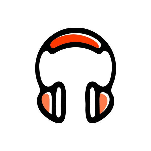 Sanat Simgesi Kulaklıkları Müzik Ses Kaydı Müzik Ekipmanları Eğlence Çizgi — Stok Vektör