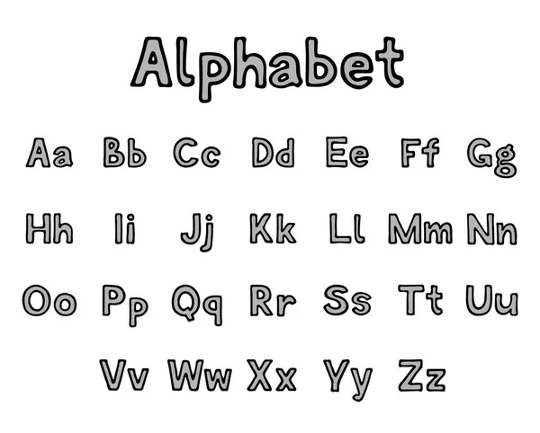 Alphabet Dessin Animé Dessiné Main Sur Fond Blanc — Image vectorielle