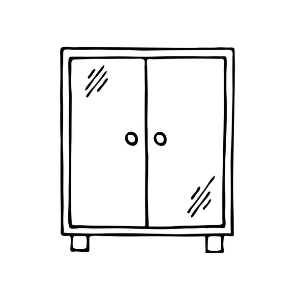 Kleiderschrank Mit Türen Auf Weißem Hintergrund — Stockvektor