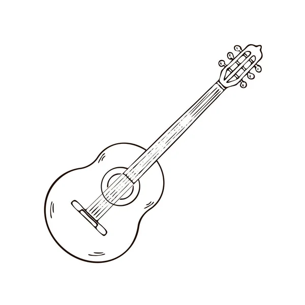 stock vector Classical guitar. Stringed musical instrument. Cover design. Vector black and white isolated illustration. Hand drawn outline sketch