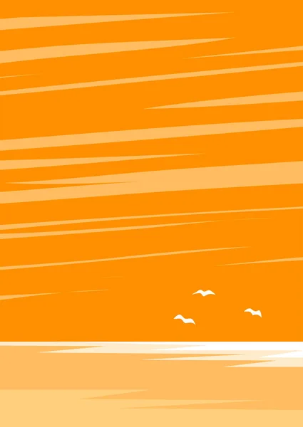 Красивый Оранжевый Закат Море Райская Лагуна Дикий Морской Пейзаж Заднего — стоковый вектор