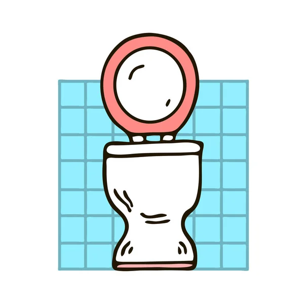 スケッチトイレトイレ 衛生のための浴室 健康緩和 白い背景に描かれた漫画のベクトルイラスト 手描きアウトライン — ストックベクタ