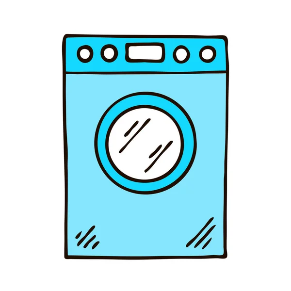 Washing Machine Sketch Household Appliances Washing Linen Clothes Cartoon Vector — Stock Vector