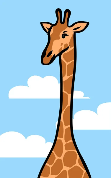 Söt Giraff Blå Himmel Bakgrund Huvuddjur Afrikanska Växtätande Däggdjur Zoo — Stock vektor