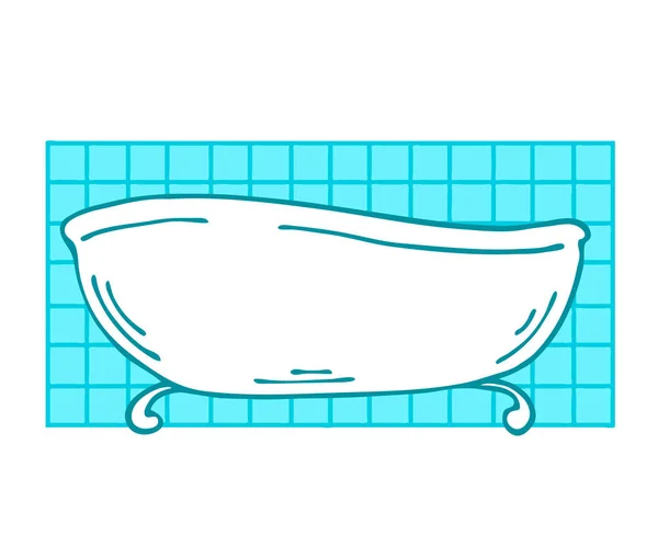 在白色的背景上刷洗浴缸 卫生间的卫生 健康放松 矢量孤立的例子 手绘轮廓 — 图库矢量图片