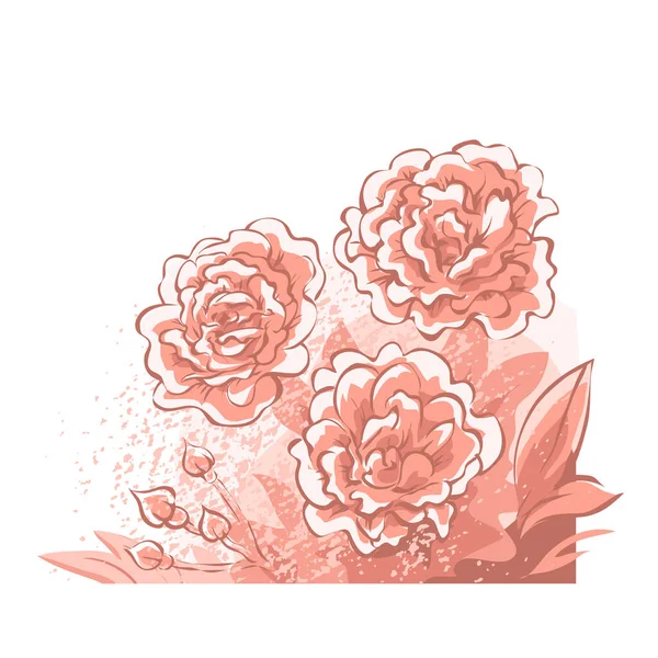 Dibujo Rosa Hermosa Flor Símbolo Del Amor Elemento Decorativo Ilustración — Archivo Imágenes Vectoriales