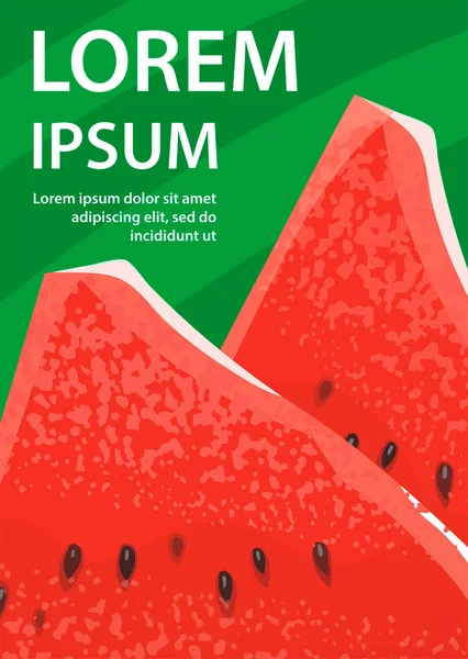 Affiche Met Vers Stuk Rode Watermeloen — Stockvector