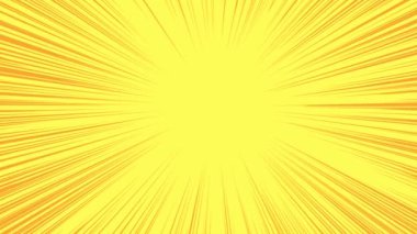 Abstract yellow background in pop art comic style. Rays of light. The sun is shining. Illustration web banner. Flat animation, video rotate motion