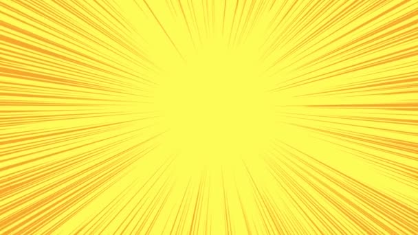 要約ポップアート漫画スタイルの黄色の背景 光の光線 太陽は輝いている イラストWebバナー フラットアニメーション ビデオ回転運動 — ストック動画
