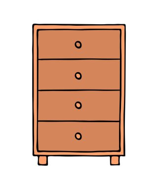 Beyaz arka planda tahta çekmeceler.