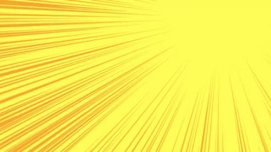 Abstract yellow background in pop art comic style. Rays of light. The sun is shining. Illustration web banner. Flat animation, video rotate motion