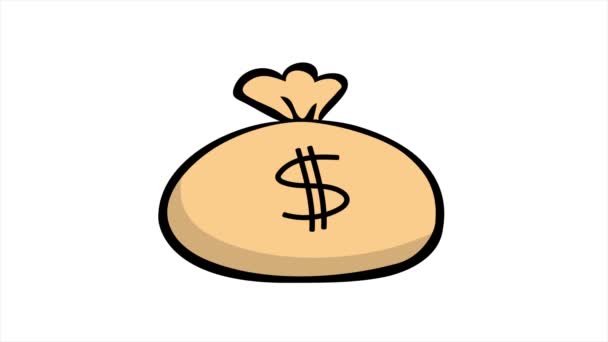 Bag Wallet Money Successful Business Investment Deposit Cartoon Illustration Isolated — Stok video