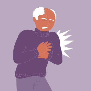 Elderly african american man with heart pain