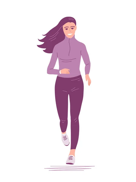 Beautiful Slender Girl Running Sports Training Run Active Healthy Lifestyle — 스톡 벡터