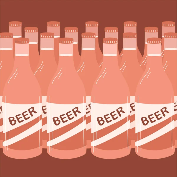 Ett Parti Glasflaskor Med Alkoholhaltig Dryck Gjord Malt Och Humle — Stock vektor