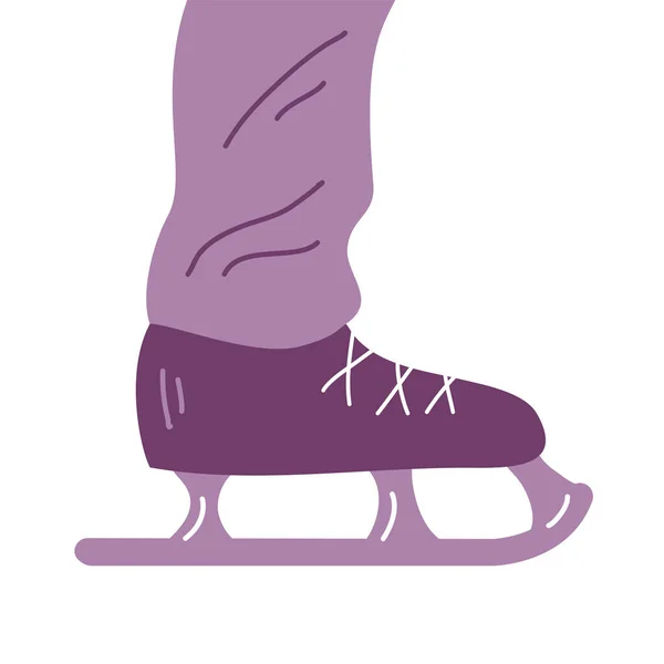 Чоловік Катається Льоду Чоловіча Нога Зимові Види Спорту Відпочинку Плоска — стоковий вектор