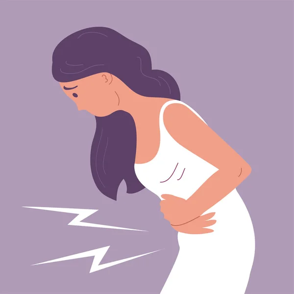 Młoda Kobieta Cierpi Ból Brzucha — Wektor stockowy
