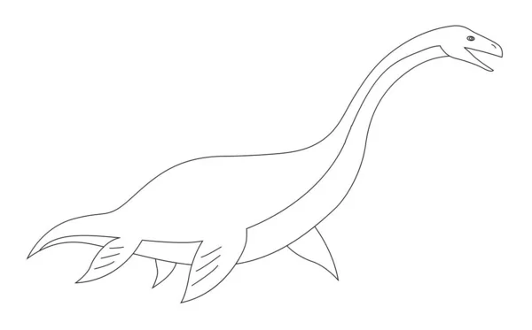 Prehistoric Underwater Dinosaur Plesiosaurus Fins Predatory Sea Lizard Long Neck — Stock Vector