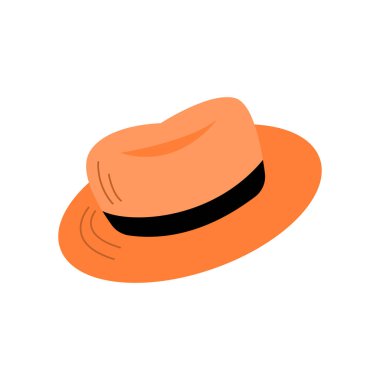 Yaz şapkası. Kadın ve erkek için moda aksesuarı. Retro tarzı başlık unisex. Beyaz arkaplanda izole edilmiş vektör düz illüstrasyon