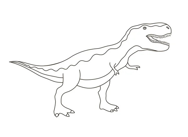 可怕的霸道龙 食肉的大蜥蜴 史前穿山甲侏罗纪的食肉恐龙猎手 矢量黑白图解轮廓 — 图库矢量图片