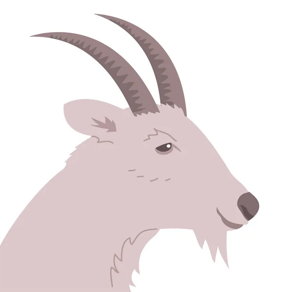 Porträtt Ett Gethuvud Med Horn Gårdshästdjur Getmjölk Tecknad Vektor Illustration — Stock vektor