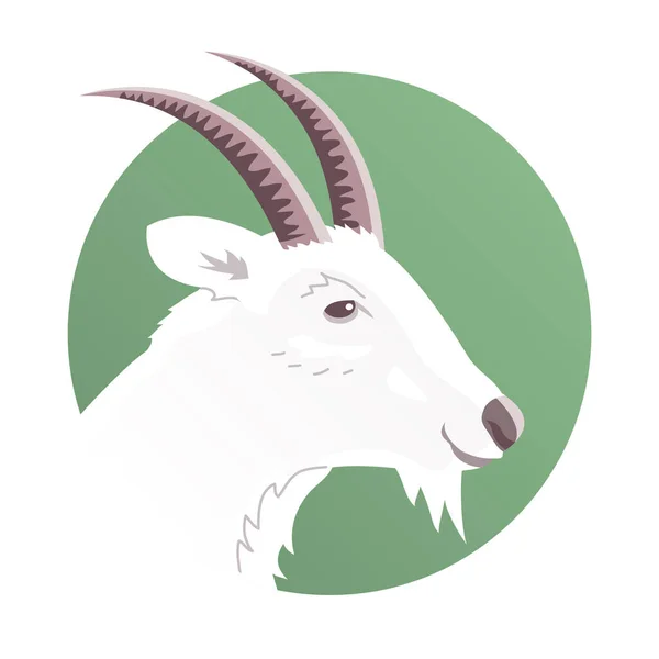 Retrato Una Cabeza Cabra Con Cuernos — Vector de stock