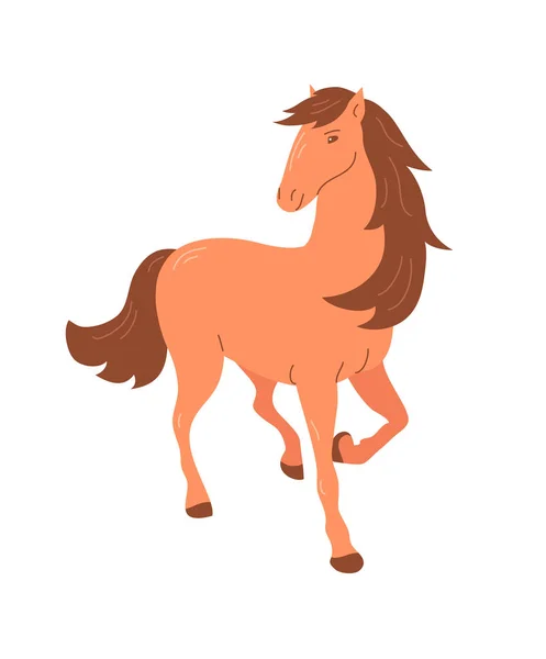 Koński Brązowy Mustang Piękne Eleganckie Zwierzę Grzywą Kopytami Sport Hipodrom — Wektor stockowy