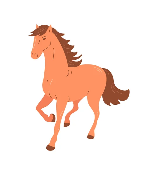 Mustang Castanho Cavalo Belo Animal Elegante Com Crina Cascos Desporto —  Vetores de Stock