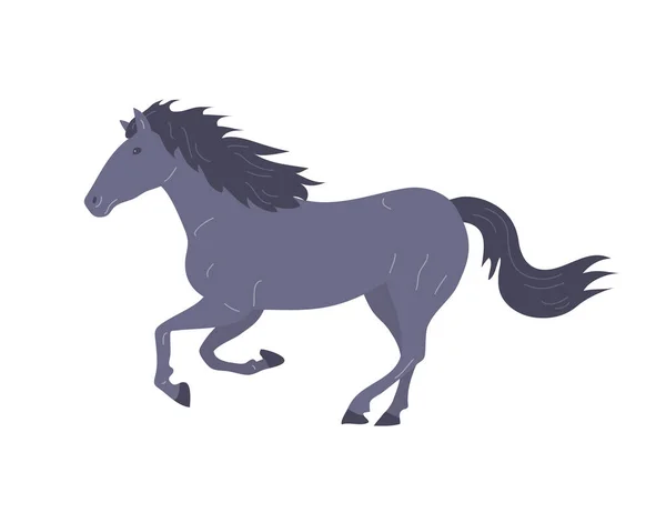 Koński Mustang Darmowy Galopujący Ogier Piękne Eleganckie Zwierzę Grzywą Kopytami — Wektor stockowy