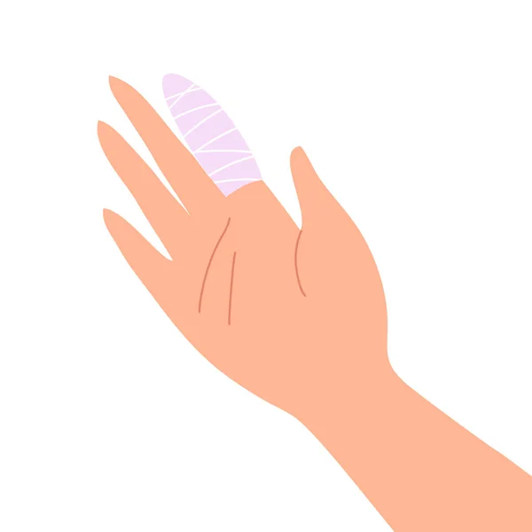 Сломанный Палец Руки Бытовая Травма Порез Рана Медицинская Повязка Медицинское — стоковый вектор