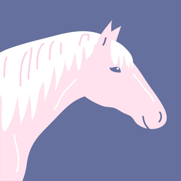 Λευκό Οικιακό Άλογο Κεφάλι Αλόγου Ένα Όμορφο Κομψό Ζώο Χαίτη — Διανυσματικό Αρχείο