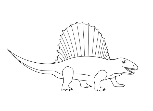 Dimetrodon Dinosaurus Lovec Jurského Období Prehistorický Pangolin Talíř Ploutvemi Zádech — Stockový vektor