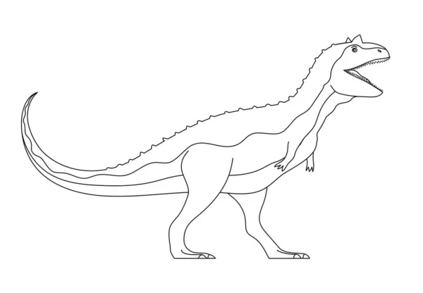 古老而可怕的穿山甲龙 侏罗纪的食肉恐龙猎手 史前动物矢量卡通画 黑白相间儿童彩绘页 — 图库矢量图片