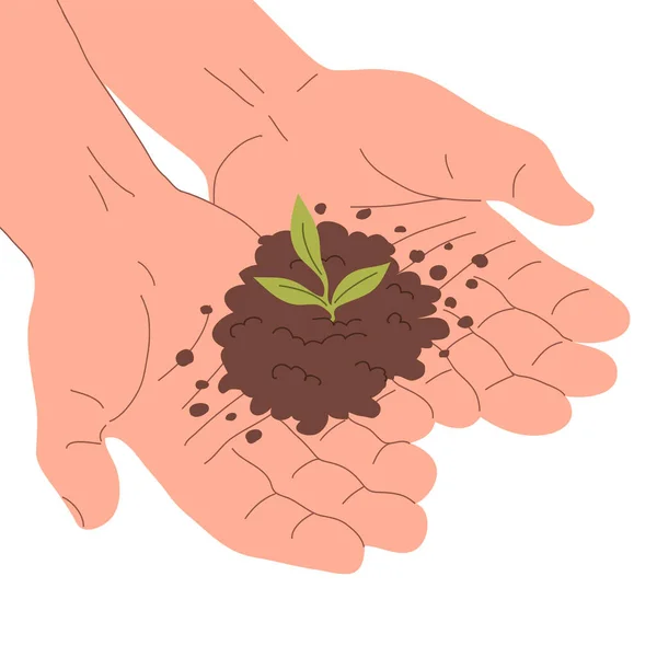 Young Sprout Soil Hands Man — Stock Vector