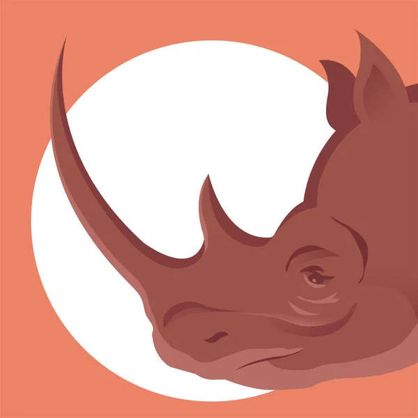 Vue Côté Tête Rhino Grosse Corne Les Herbivores Afrique Animal — Image vectorielle