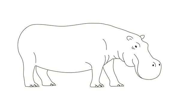 Hipopótamo Adulto Grande Animal Peligroso Salvaje Africano Mamífero Herbívoro Ilustración — Vector de stock