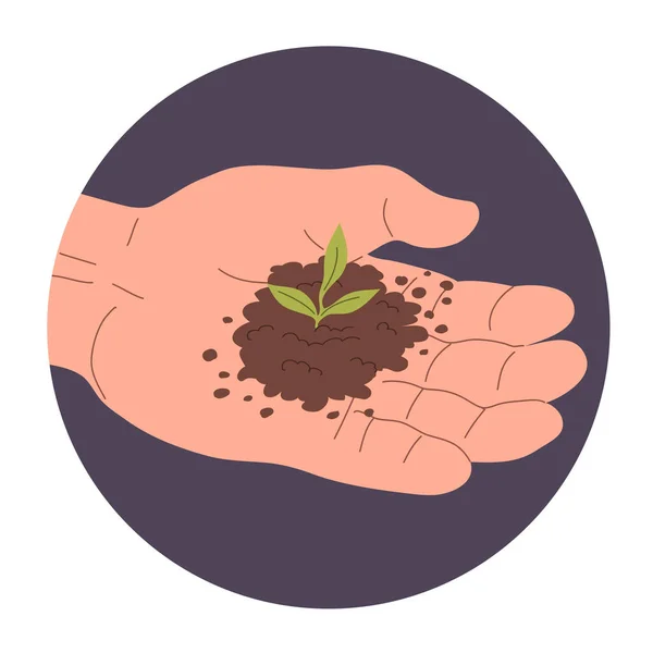 Young Sprout Soil Hand Man — Stock Vector