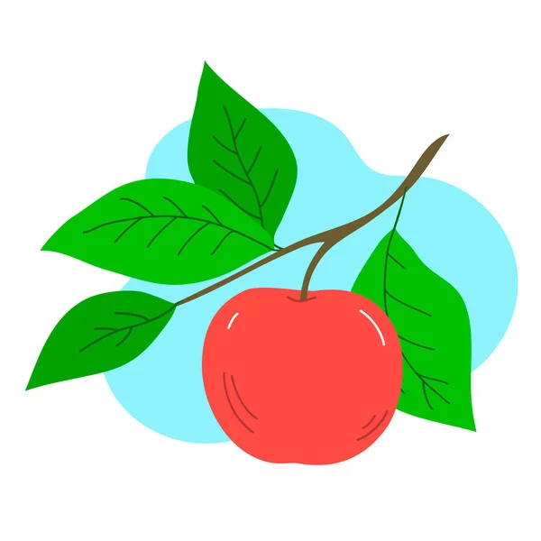 Appetitlich Roter Apfel Auf Einem Ast Grüne Blätter Gesunde Ernährung — Stockvektor