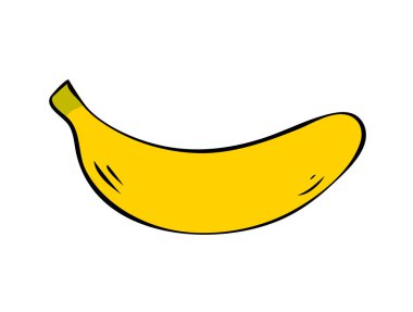 Beyaz arka planda sarı muz. Tropik tatlı meyve. Sağlıklı yemek ve diyet. Vektör izole edilmiş taslak çizim eli